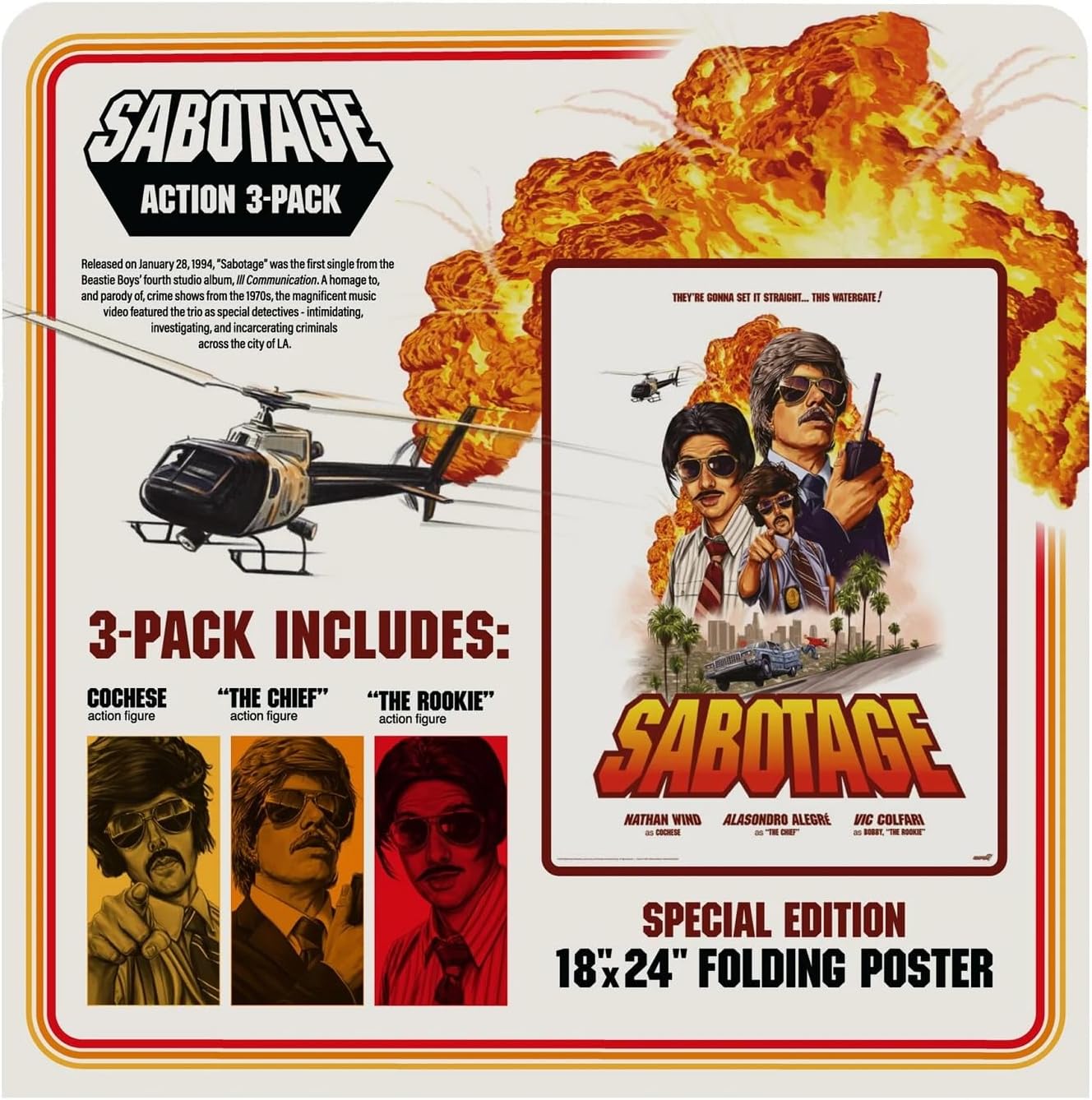 Beastie Boys Sabotage 3-Pack Reaction Figure Set | SUPER7