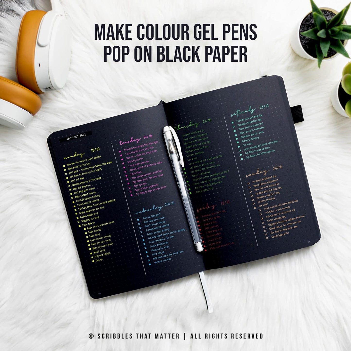 Black Paper Bullet Dotted Journal Notebook | Scribbles That Matter